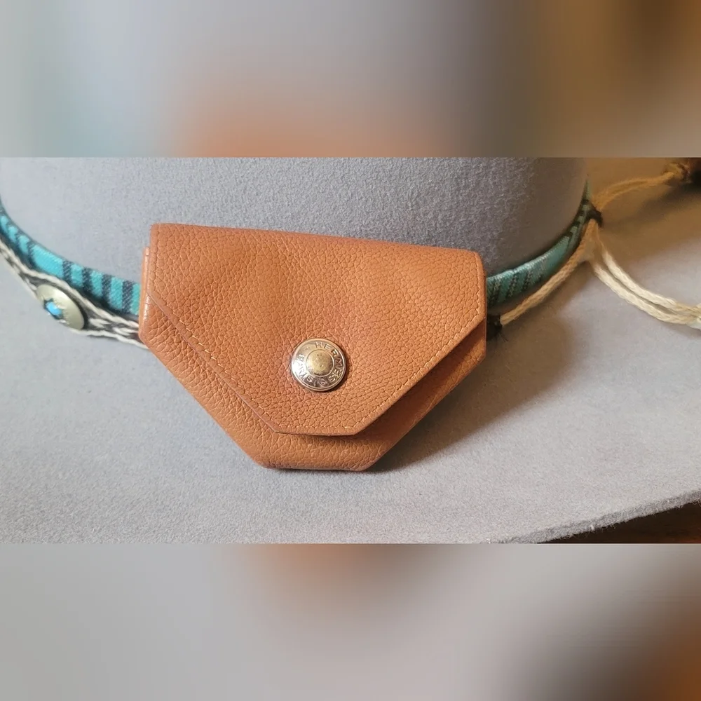 Authentic Hermes coin case le Van Cattle Leather Serie brown Sellier